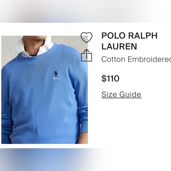 NWT Polo Ralph Lauren Cotton Embroidered Logo Crewneck Sweater Blue Mens XL - Picture 2 of 16